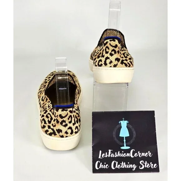 Rothy's Women's Leopard Cheetah Fabric The Sneaker Slip On Shoes Size 7.5 2119 - Picture 9 of 16
